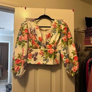 Vixen by Micheline Pitt White Vacation blouse size small